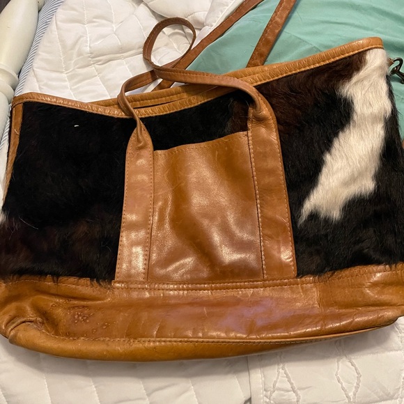 Canoe bovine fur & leather tote - Picture 5 of 7